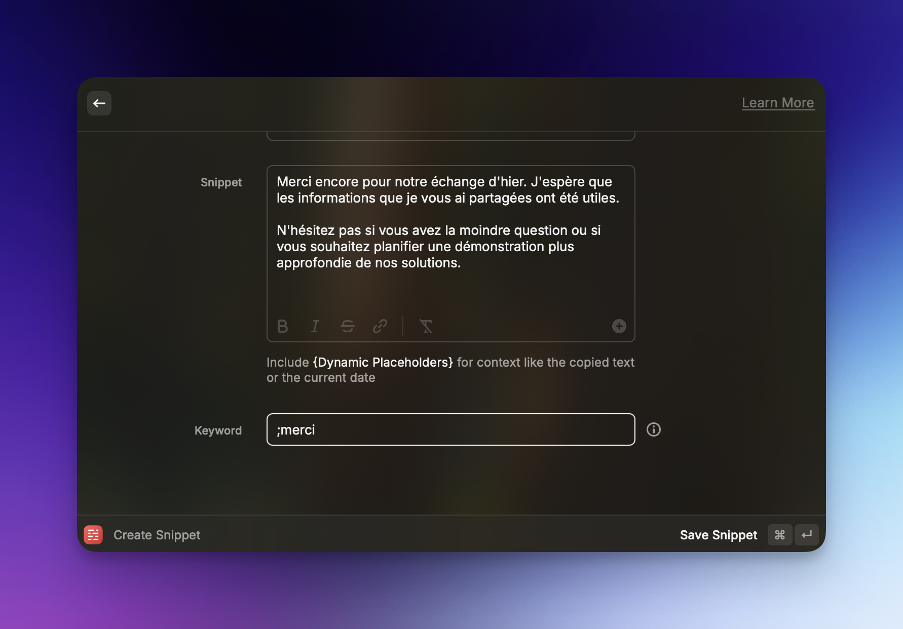 Raycast settings