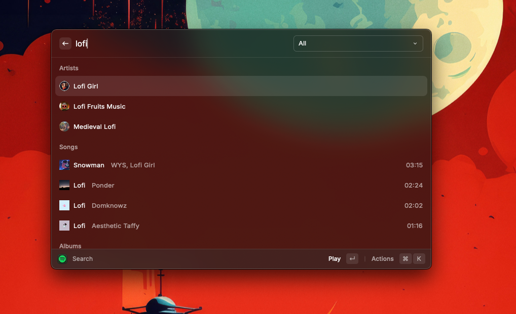 Raycast settings